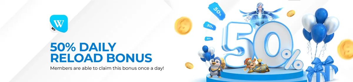 50% Daily Reload Bonus: members are able to claim this bonus once a day